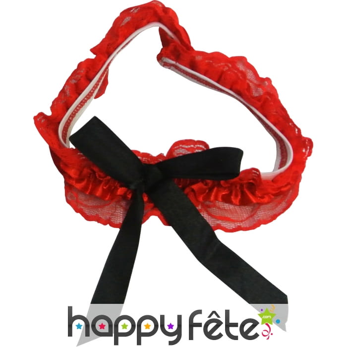 Jarretiere en dentelle rouge avec noeud noir