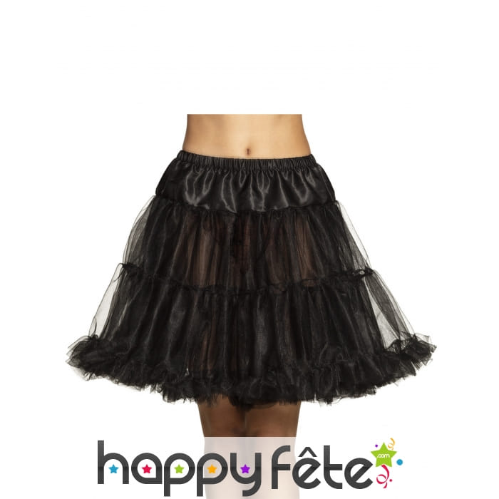 Jupon en voile noir mi-long pour adulte