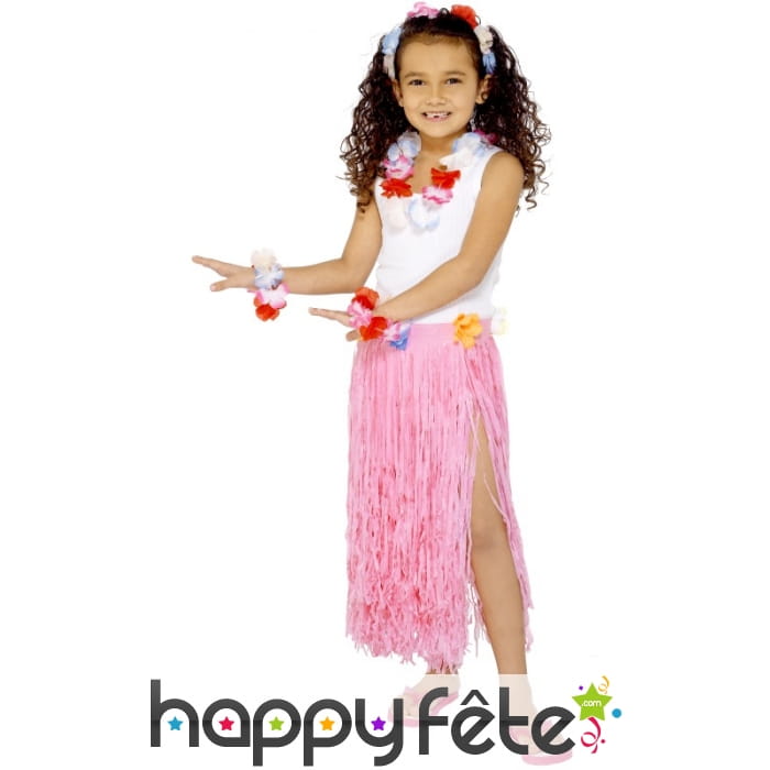 Jupe hawaïenne enfant rose