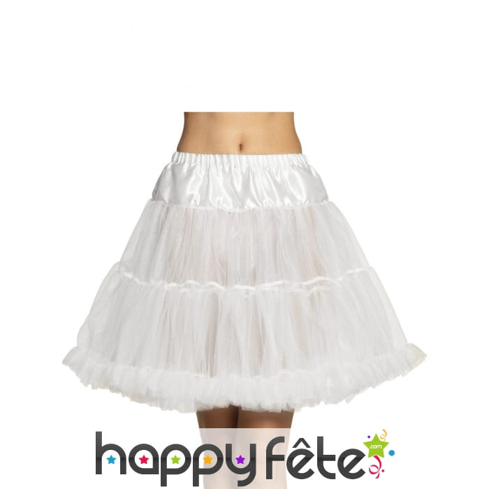 Jupon mi-long en voile blanc pour adulte