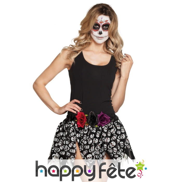 Jupe noire avec squelettes Dia de los muertos