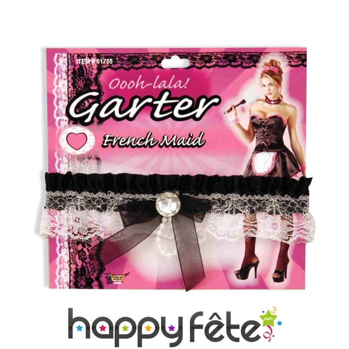 Jarretière noire et blanche en dentelle