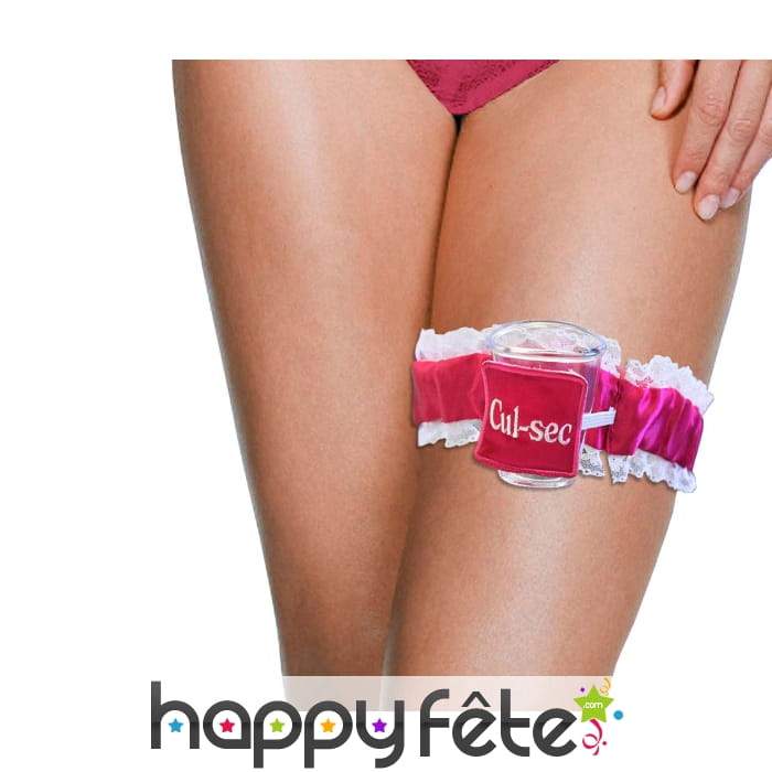 Jarretière rose avec shooter cul sec