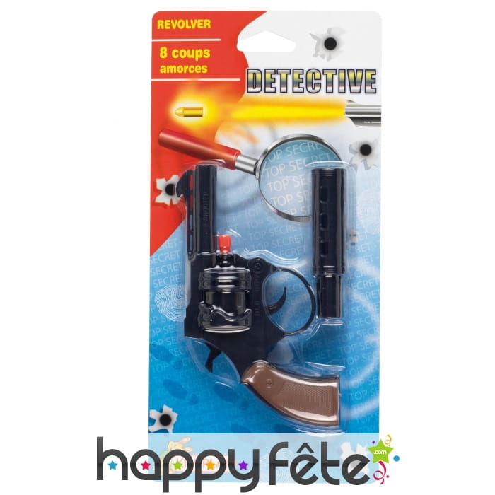 Jouet revolver de détective avec silencieux