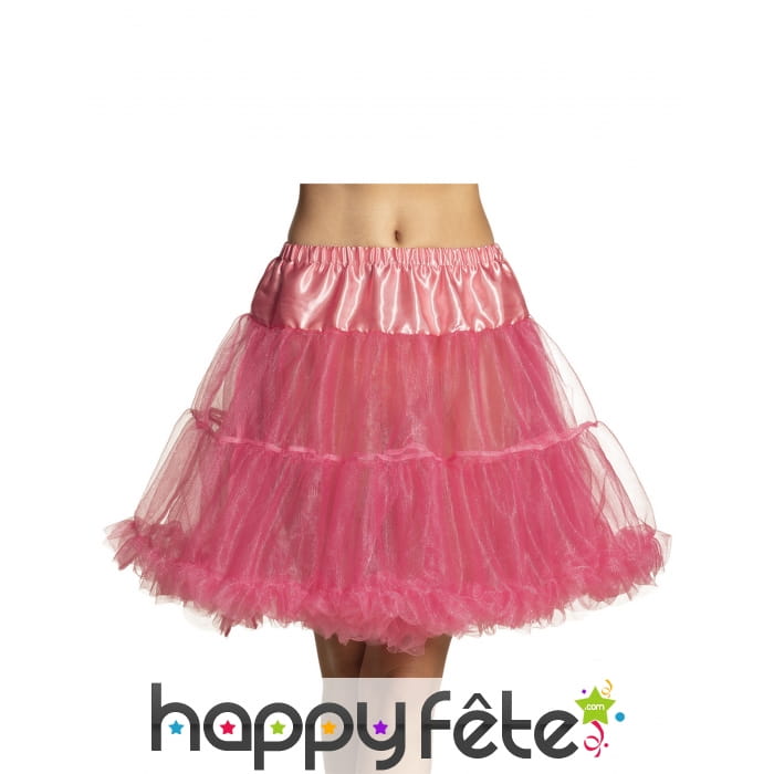 Jupon rose mi-long en voile pour adulte