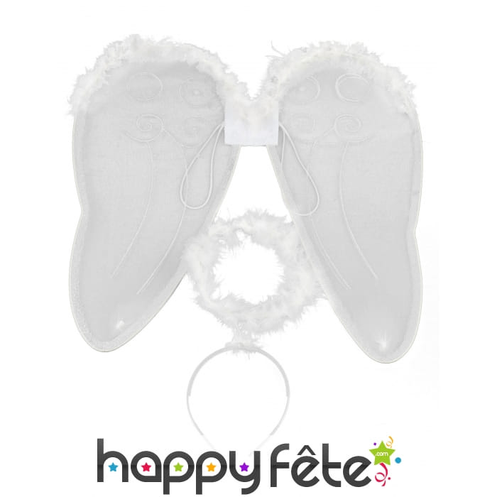 Kit Ange blanc pailleté argenté pour adulte