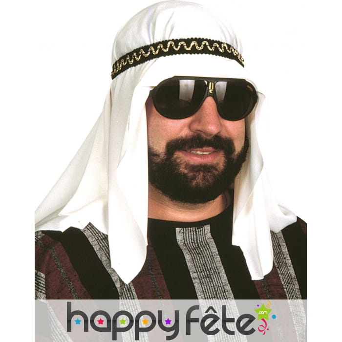 Keffieh blanc avec bandeau noir élastique