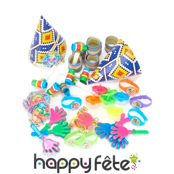 Kit cotillons de fête multicolores pour 6 enfants