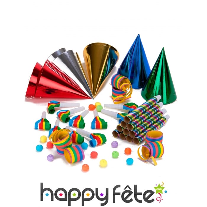 Kit cotillons pour 10 personnes, multicolores