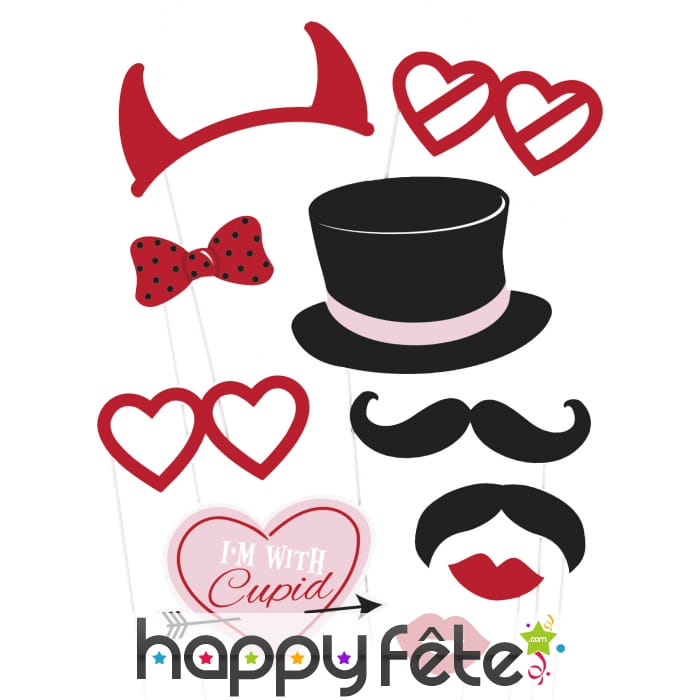 Kit de 10 photobooth sur le thème St Valentin