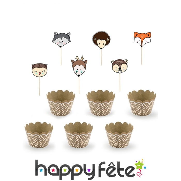 Kit de décorations pour cupcake animaux de forêt