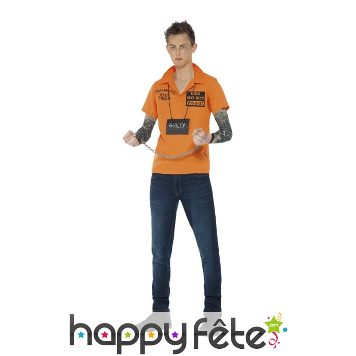 Kit déguisement de détenu orange pour adolescent