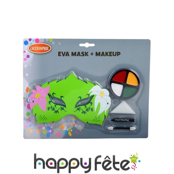 Kit de maquillage de fée verte avec masque, enfant