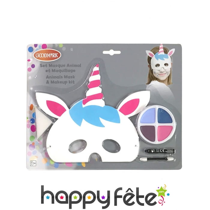 Kit de maquillage de licorne avec masque, enfant