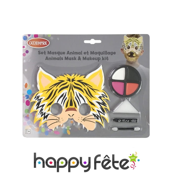 Kit de maquillage de tigre avec masque, enfant
