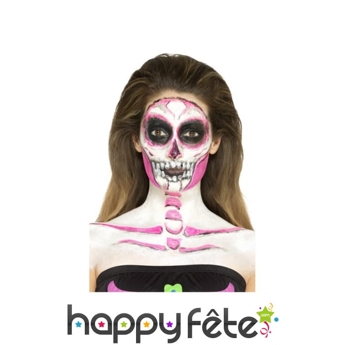 Kit de maquillage squelette néon, réagit aux UV