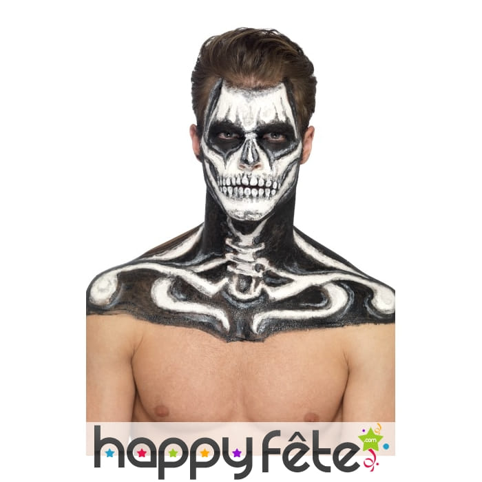 Kit maquillage de squelette noir et blanc au latex