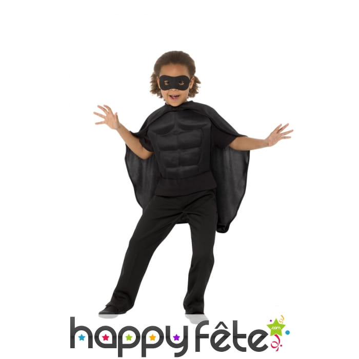 Kit noir de super héros rembourré pour enfant