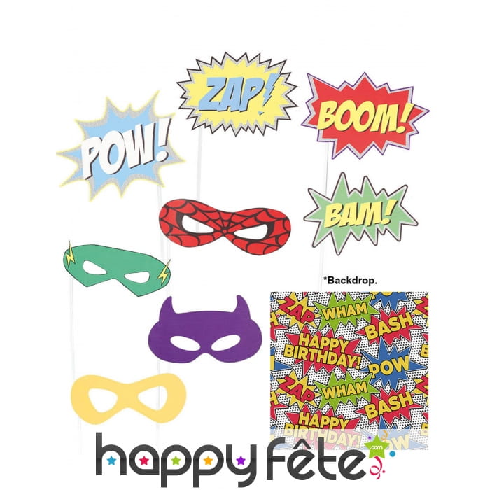 Kit photobooth BD Comics 9 pièces