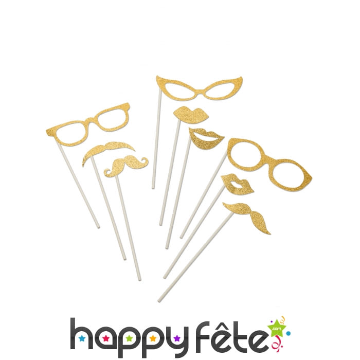 Kit photobooth doré pailletté