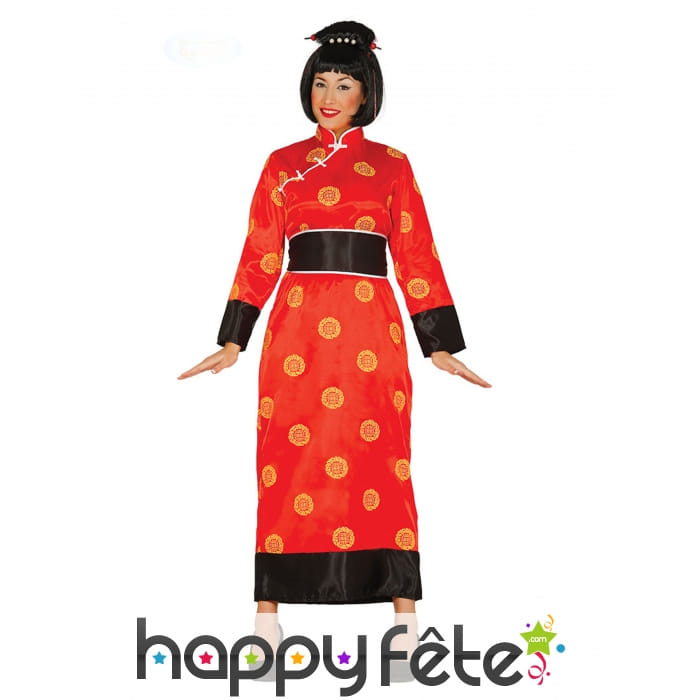 Kimono rouge et noir pour femme