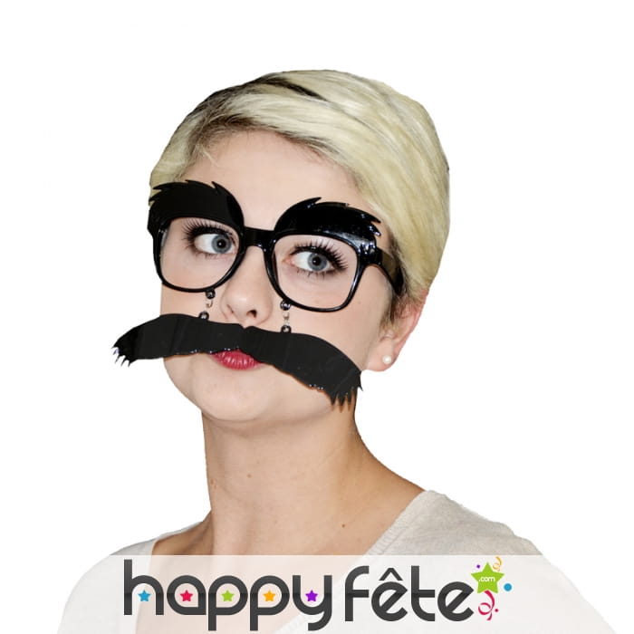 Lunette avec grosses moustaches sur chainette
