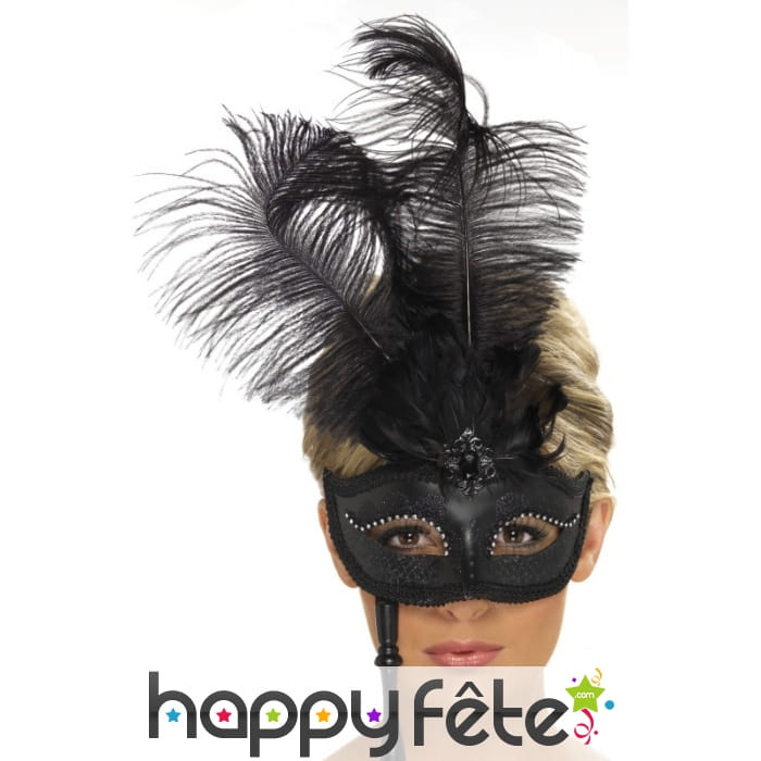 Loup à main plumes noir