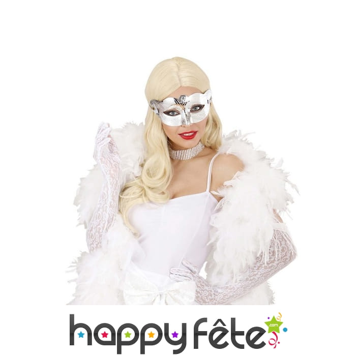 Loup argenté métallisé avec ruban assorti