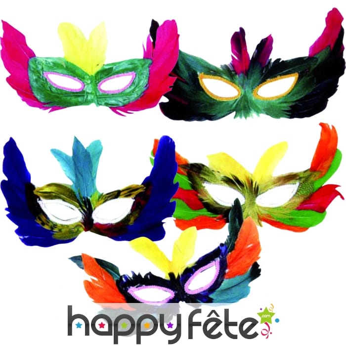 Loup avec plumes colorées