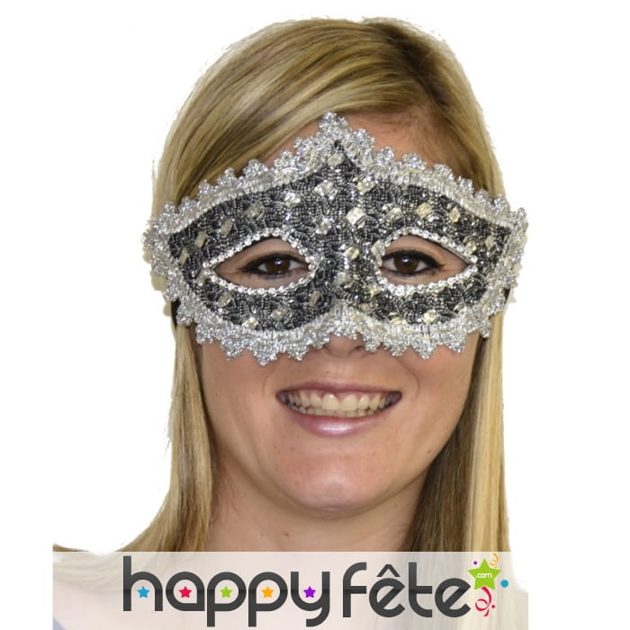 Loup baroque à paillettes argentées