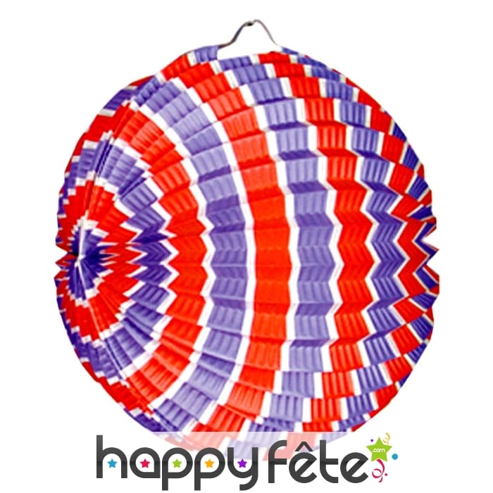 Lampion ballon blanc bleu rouge de 25 cm