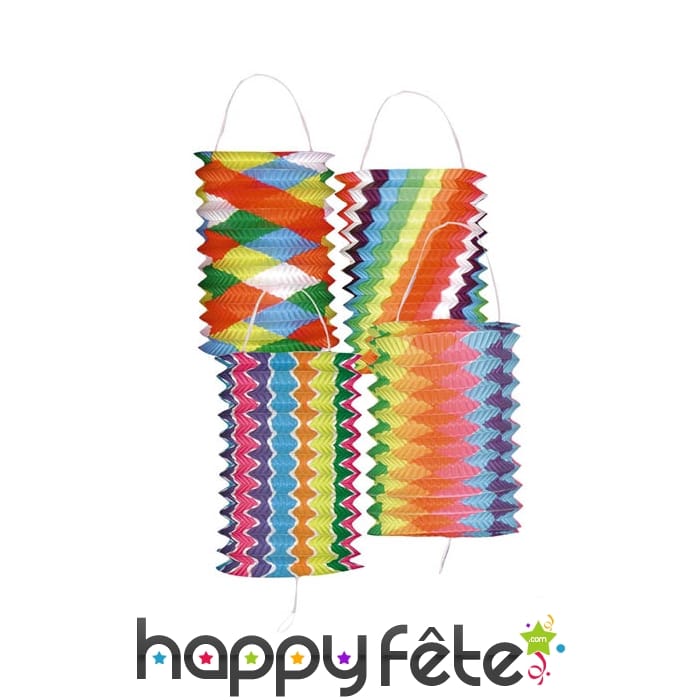 Lampion bariolés cylindrique