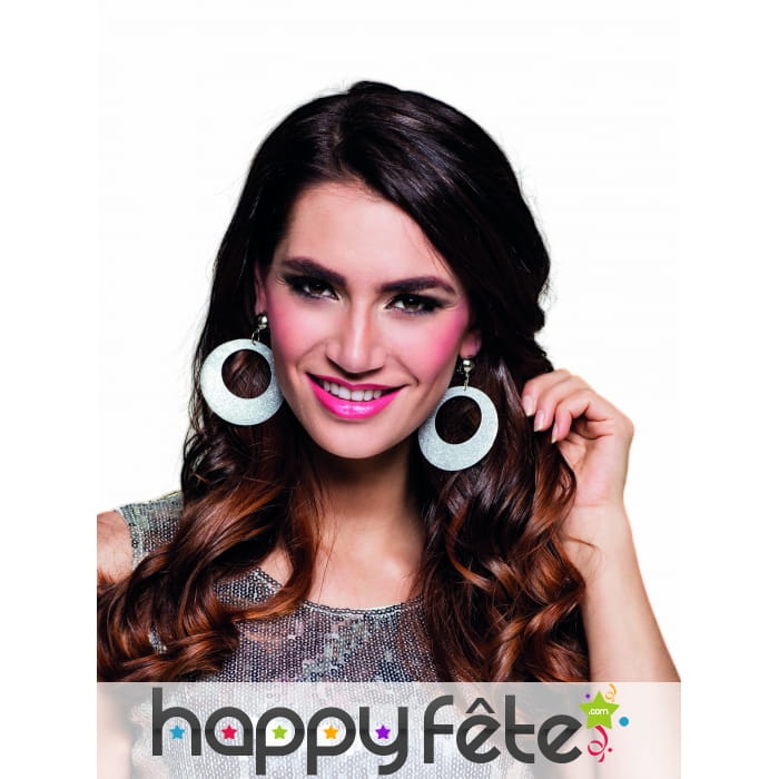 Larges Boucles d'oreilles argentées années 80