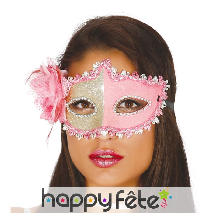 Loup bicolore doré rose