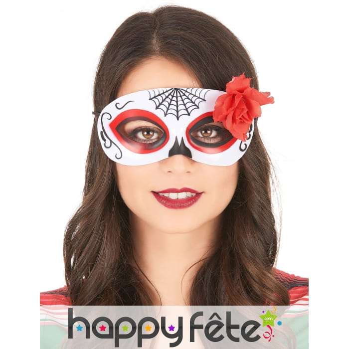 Loup blanc Dia de los muertos avec rose