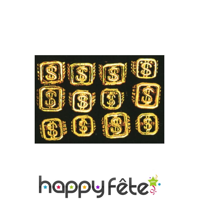 Lourde Bague dorée, sigle dollar