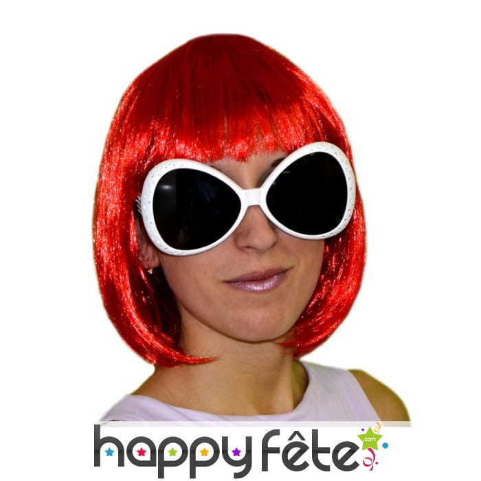 Lunettes blanches de star à strass