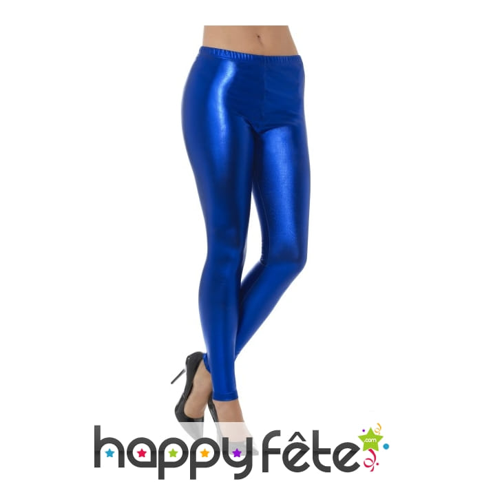Legging bleu effet métallique