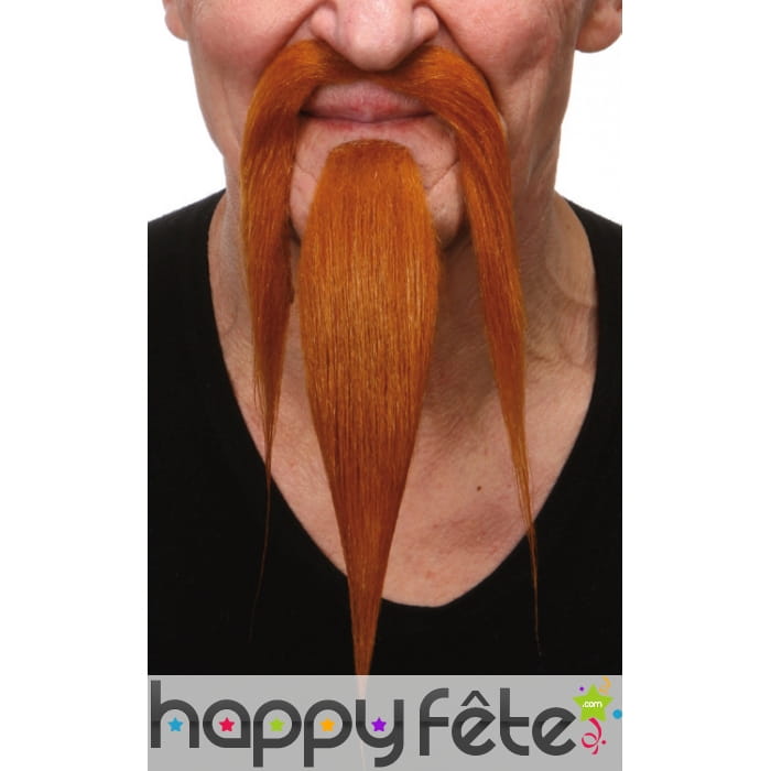 Longue barbe rousse et moustaches de chinois