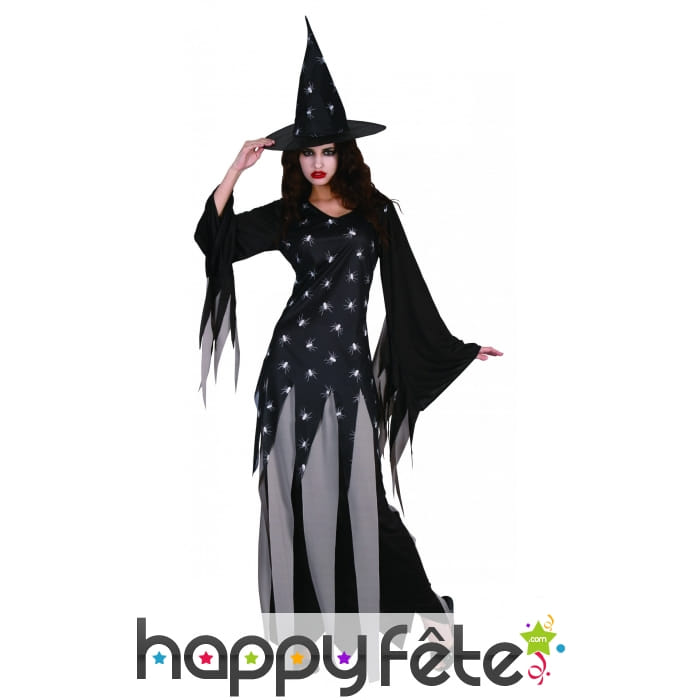 Long costume araignée en lambeau de sorcière