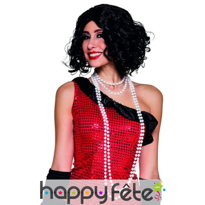 Long colliers double rangées de perles blanches