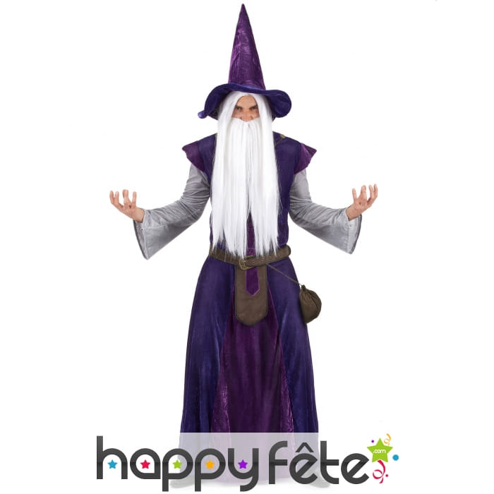 Long costume de mage violet pour adulte