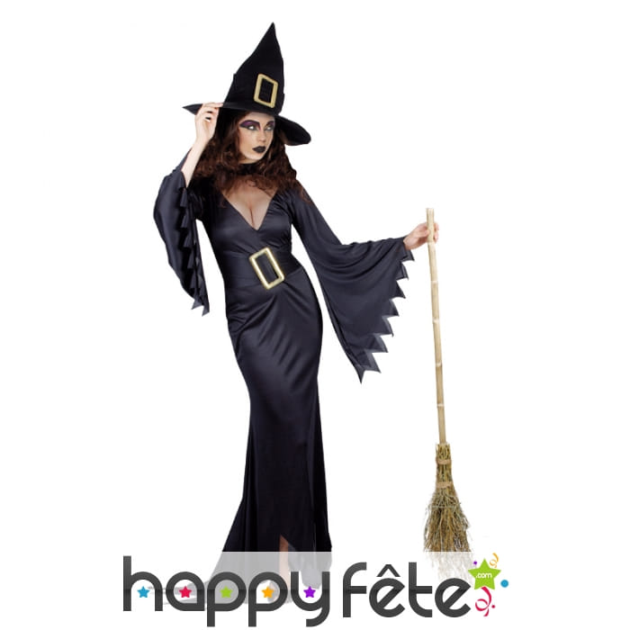 Long costume de sorcière noire adulte