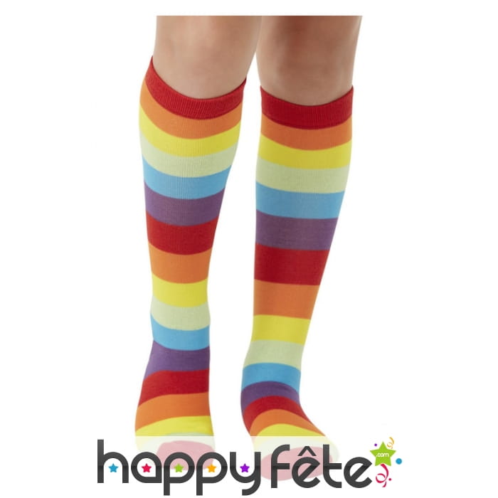 Longue chaussettes de clown multicolores, enfant