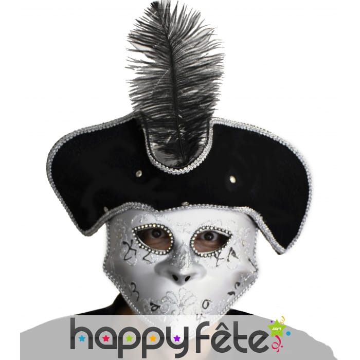 Loup carnaval de venise avec chapeau plume