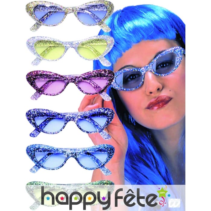 Lunettes cats'eyes pailletées uv400.