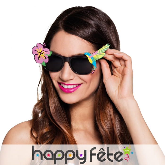 Lunettes colibri et fleur d'hibiscus