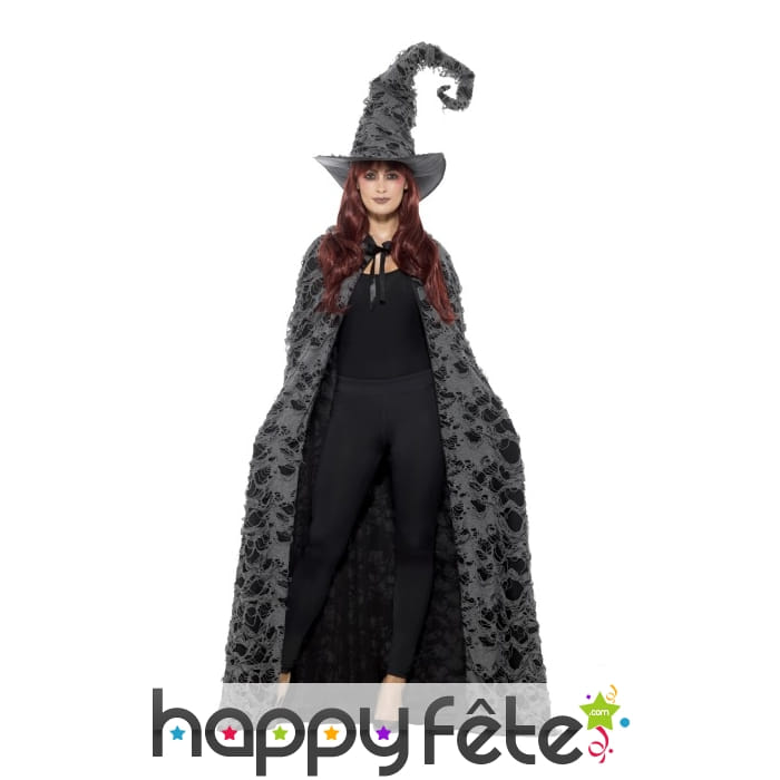 Longue cape grise de sorcier ou sorcière