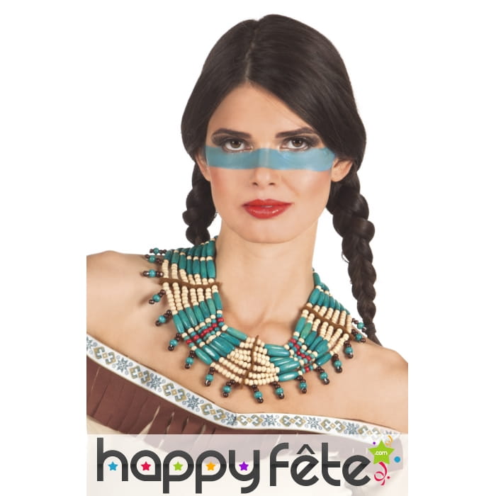 Large collier indien bleu