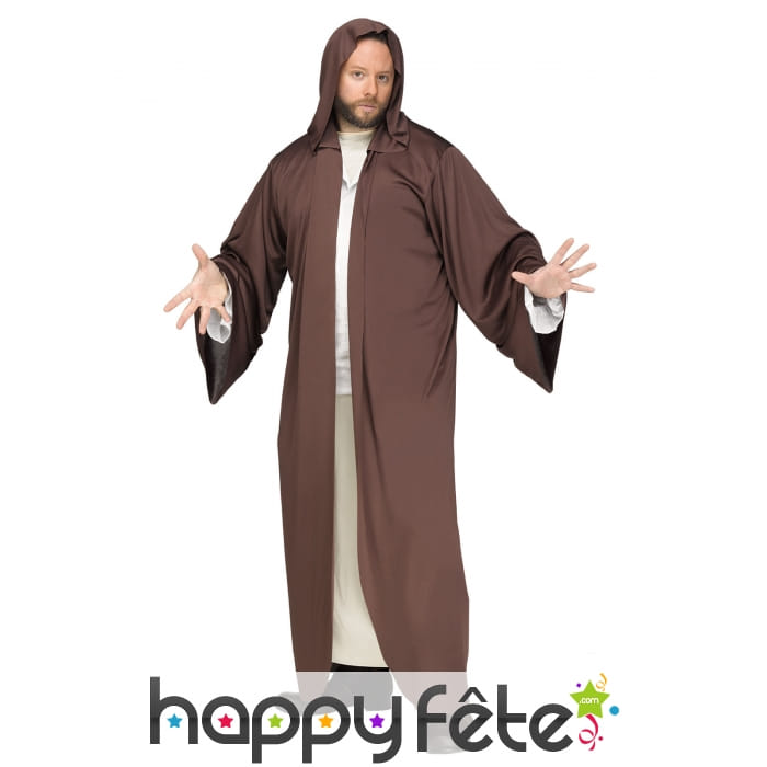 Longue cape marron avec capuche pour adulte